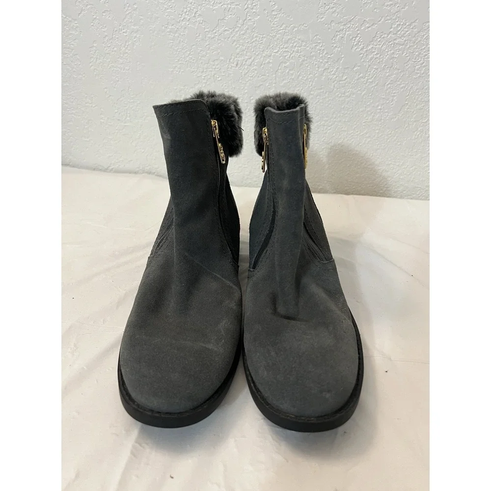 Cole Haan Womens‎ Quinney Boots Size 8 Waterproof Gray Suede Fur Ankle Bootie